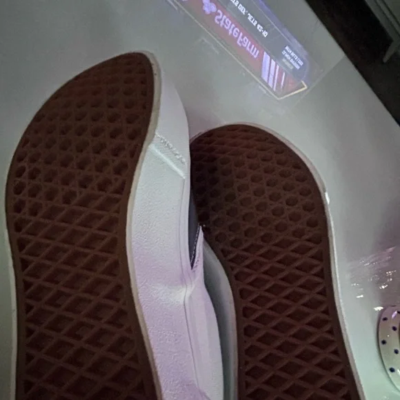 Vans Silver Slip-On Shoes EUC White with Iridescent Shiny Top and Fabulous Fit - Picture 9 of 13